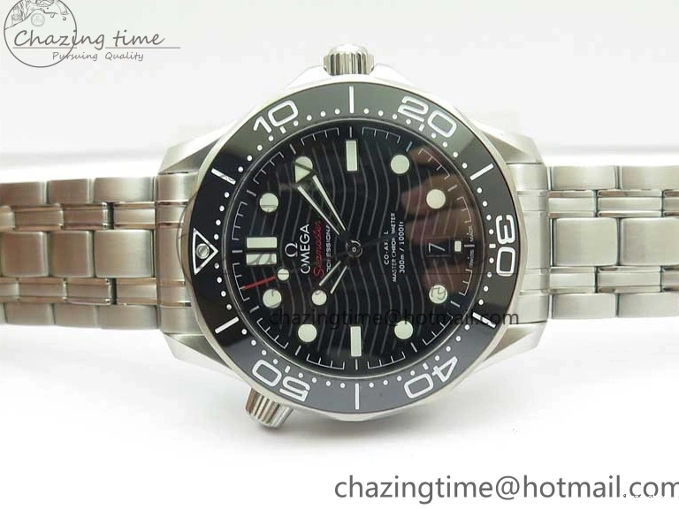 0502 EasyCare Seamaster Diver 300M ORF 1:1 Best Edition Black Ceramic Black Dial on SS Bracelet A 7870
